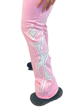 Load image into Gallery viewer, REDFOX RHINESTONE "FAITH" CROP HOODIE/STACKED FLEECE PANTS SET (PINK)