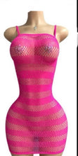 Load image into Gallery viewer, WOMEN'S RHINESTONE STRIPED MESH DRESS