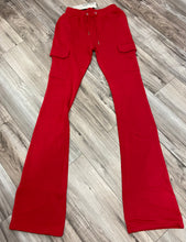 Load image into Gallery viewer, REDFOX WOMEN'S FLEECE STACKED PANTS W/ CARGO POCKETS (RED)