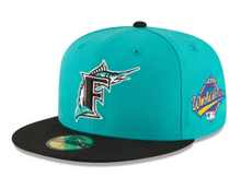 Load image into Gallery viewer, NEW ERA FLORIDA MARLINS WORLD SERIES TEAL WOOL 59FIFTY FITTED