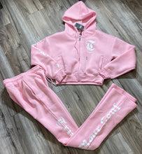 Load image into Gallery viewer, REDFOX "TRUST YOUR SOUL" FLEECE CROP JACKET W/ STACKED PANTS (LT. PINK)