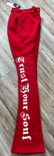 Load image into Gallery viewer, REDFOX "TRUST YOUR SOUL" FLEECE CROP JACKET W/ STACKED PANTS (RED)