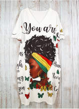 Load image into Gallery viewer, WOMEN'S PLUS SIZE "YOU ARE" AFFIRMATIONS PRINT DRESS