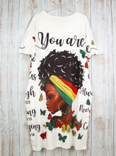Load image into Gallery viewer, WOMEN'S PLUS SIZE "YOU ARE" AFFIRMATIONS PRINT DRESS