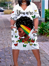 Load image into Gallery viewer, WOMEN'S PLUS SIZE "YOU ARE" AFFIRMATIONS PRINT DRESS