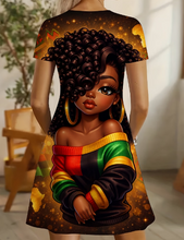 Load image into Gallery viewer, WOMEN'S "RASTA GIRL" PLUS SIZE AFRICAN PRINT DRESS