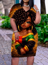 Load image into Gallery viewer, WOMEN'S "RASTA GIRL" PLUS SIZE AFRICAN PRINT DRESS