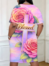 Load image into Gallery viewer, WOMEN'S PLUS SIZE FLORAL "BLESSED" PRINT DRESS IN STORES NOW