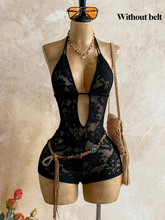 Load image into Gallery viewer, WOMEN'S SHEER LACE V-NECK ROMPER