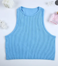 Load image into Gallery viewer, WOMEN'S RIBBED TANK CROP TOP IN STORES NOW! (BLUE)