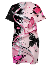 Load image into Gallery viewer, WOMEN'S PLUS SIZE PINK AND BLACK BUTTERFLIES DRESS