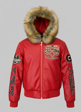 Load image into Gallery viewer, JORDAN CRAIG CHICAGO BOMBER JACKET W/ HOOD (RED)