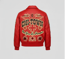 Load image into Gallery viewer, JORDAN CRAIG CHICAGO RHINESTONE BOMBER JACKET (RED)