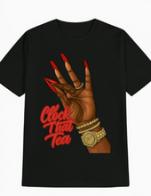 Load image into Gallery viewer, WOMEN'S "CLOCK THAT TEA" PLUS SIZE T-SHIRT
