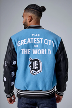 Load image into Gallery viewer, JORDAN CRAIG D-TOWN VARSITY JACKET (LION BLUE)