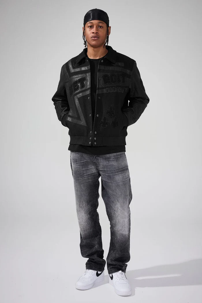JORDAN CRAIG TRACKSTAR VARSITY JACKET (BLACKOUT) – Dee's Urban Fashion