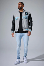 Load image into Gallery viewer, JORDAN CRAIG D-TOWN VARSITY JACKET (LION GREY)