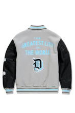 Load image into Gallery viewer, JORDAN CRAIG D-TOWN VARSITY JACKET (LION GREY)