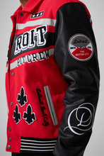 Load image into Gallery viewer, JORDAN CRAIG TRACKSTAR VARSITY JACKET (RED)