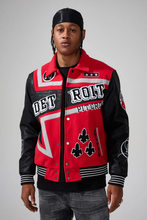 Load image into Gallery viewer, JORDAN CRAIG TRACKSTAR VARSITY JACKET (RED)