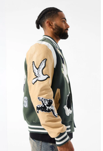 Load image into Gallery viewer, JORDAN CRAIG FALLEN ANGELS VARSITY JACKET (PINE)