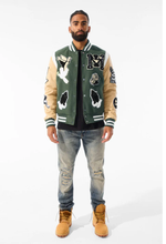 Load image into Gallery viewer, JORDAN CRAIG FALLEN ANGELS VARSITY JACKET (PINE)