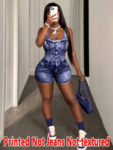 Load image into Gallery viewer, WOMEN'S FAUX DENIM ROMPER
