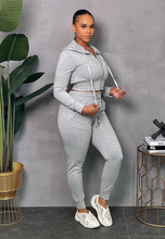 Load image into Gallery viewer, ACCESS WOMEN'S 2PC ACTIVEWEAR ZIPDOWN CROP/JOGGER OUTFIT SET (HEATHER GREY)