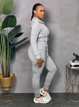 Load image into Gallery viewer, ACCESS WOMEN'S 2PC ACTIVEWEAR ZIPDOWN CROP/JOGGER OUTFIT SET (HEATHER GREY)