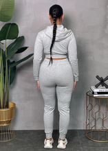 Load image into Gallery viewer, ACCESS WOMEN'S 2PC ACTIVEWEAR ZIPDOWN CROP/JOGGER OUTFIT SET (HEATHER GREY)
