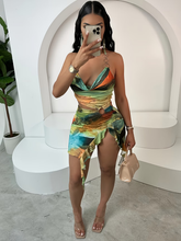 Load image into Gallery viewer, WOMEN'S HALTER SLIT RIBBON DRESS
