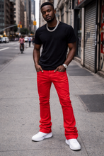 Load image into Gallery viewer, JORDAN CRAIG STACKED JEANS WITH SHREDS JTF934R (RED)