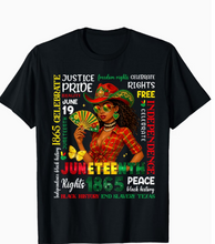 Load image into Gallery viewer, JUNETEENTH 1865 BLACK PRIDE COWGIRL T-SHIRT