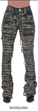 Load image into Gallery viewer, RED FOX WOMEN'S STACKED FRAYED HEAVY TWILL PANTS PA4416 (WOODLAND)