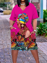 Load image into Gallery viewer, WOMEN'S PLUS SIZE "AFRICAN WOMAN" PRINT DRESS