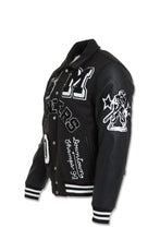 Load image into Gallery viewer, JORDAN CRAIG PIONEERS VARSITY JACKET (BLACK)