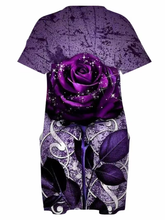 Load image into Gallery viewer, WOMEN'S PLUS SIZE PURPLE ROSE PRINT DRESS