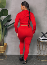 Load image into Gallery viewer, ACCESS WOMEN'S 2PC ACTIVEWEAR ZIPDOWN CROP/JOGGER OUTFIT SET (RED)