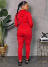 Load image into Gallery viewer, ACCESS WOMEN'S 2PC ACTIVEWEAR ZIPDOWN CROP/JOGGER OUTFIT SET (RED)