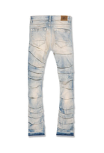 Load image into Gallery viewer, Jordan Craig Martin Stacked Ripple Effect Distressed Jeans (Cream Wash) JTF1157