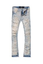 Load image into Gallery viewer, Jordan Craig Martin Stacked Ripple Effect Distressed Jeans (Cream Wash) JTF1157