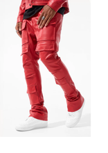 Load image into Gallery viewer, JORDAN CRAIG ROSS STACKED "THRILLER" CARGO PANTS (RED)