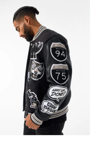 Load image into Gallery viewer, JORDAN CRAIG MOTOWN VARSITY JACKET (BLACK SHADOW)