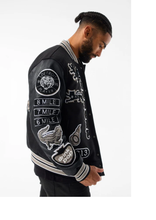Load image into Gallery viewer, JORDAN CRAIG MOTOWN VARSITY JACKET (BLACK SHADOW)