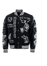 Load image into Gallery viewer, JORDAN CRAIG MOTOWN VARSITY JACKET (BLACK SHADOW)