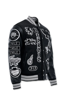 Load image into Gallery viewer, JORDAN CRAIG MOTOWN VARSITY JACKET (BLACK SHADOW)