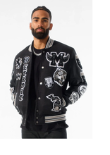 Load image into Gallery viewer, JORDAN CRAIG MOTOWN VARSITY JACKET (BLACK SHADOW)
