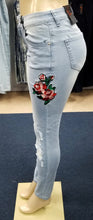 Load image into Gallery viewer, REDFOX LT BLUE EMBROIDERED ROSE JEANS