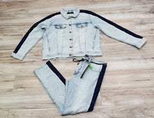 Load image into Gallery viewer, ETERNITY BC/AD Blue Stoned Tape Denim Light Wash Jeans