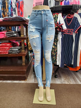 Load image into Gallery viewer, REDFOX HIGH WAISTED Rip Off Fringe Jeans (L. Blue) PA0434